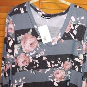 Hemish USA 3xl Long Sleeved V-Necked Striped Pullover